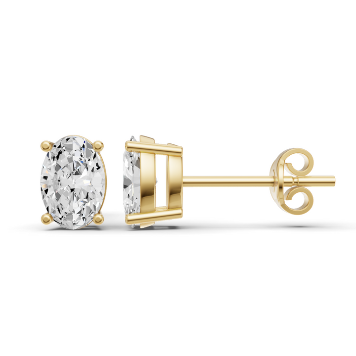 Lab Grown Oval Shape Diamond Solitaire Earrings with Prong Setting
