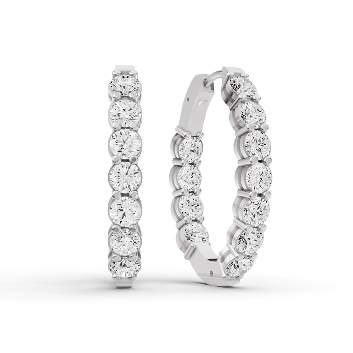 TW  Lab Grown Diamond Oval Shape In & Out Hoop Earrings