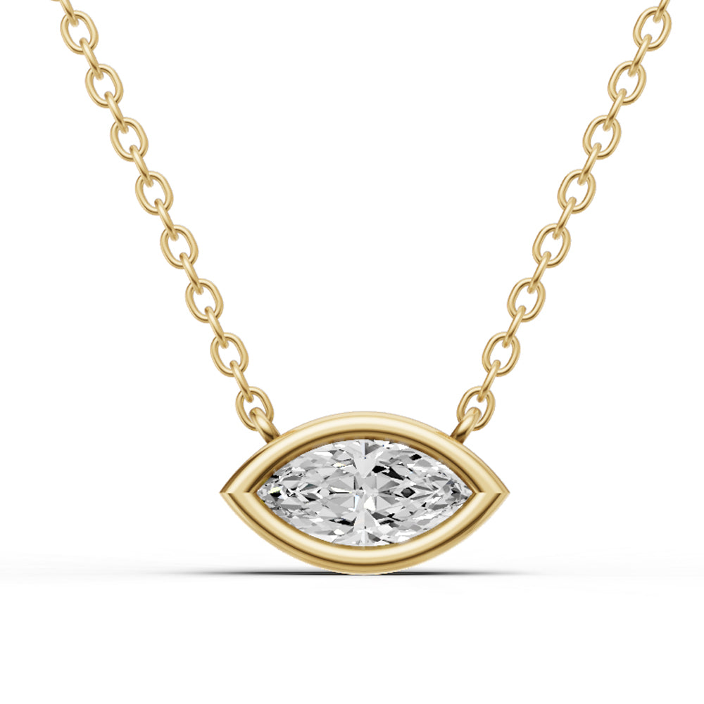 Lab Grown Marquise Shape Diamond Solitaire Pendant with Bezel Setting