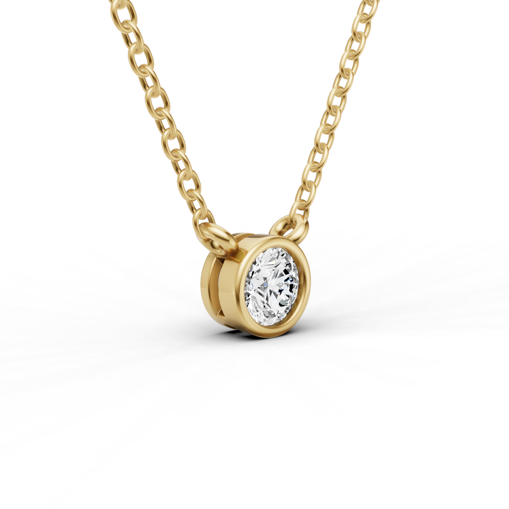 Lab Grown Round Shape Diamond Solitaire Pendant with Bezel Setting