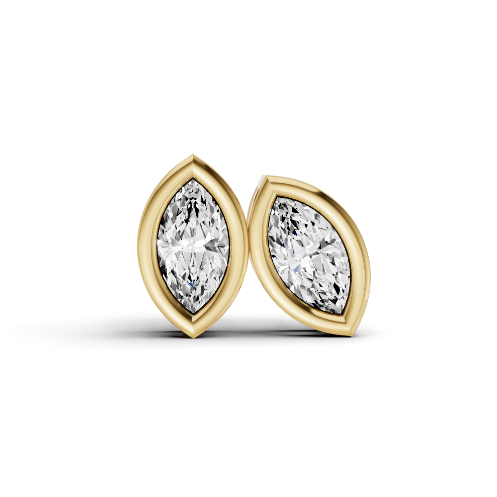 Lab Grown Marquise Shape Diamond Solitaire Earrings with Bezel Setting