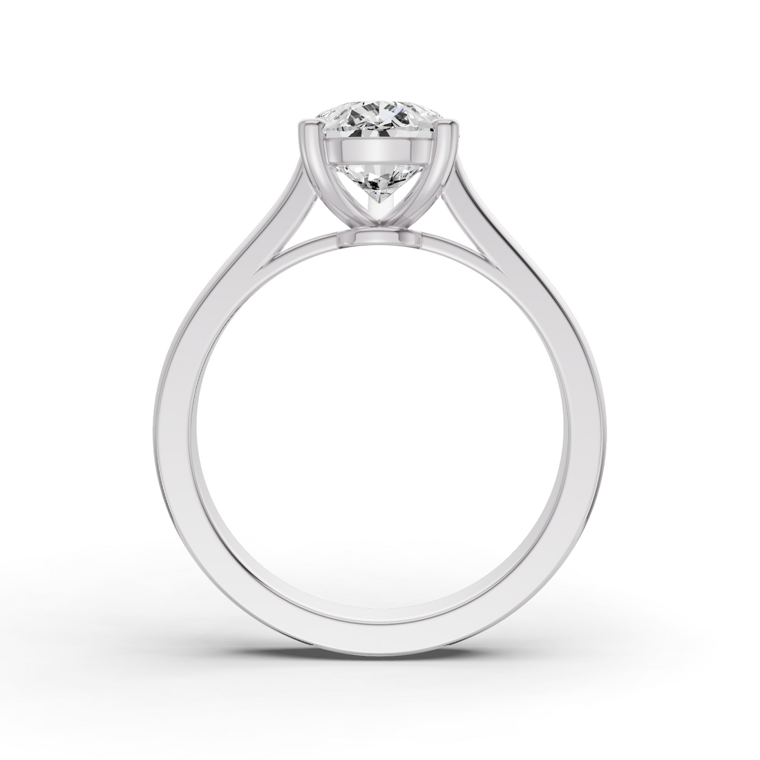 Pear Cut Lab Grown Diamond Cathedral Solitaire Ring - 14K White Gold