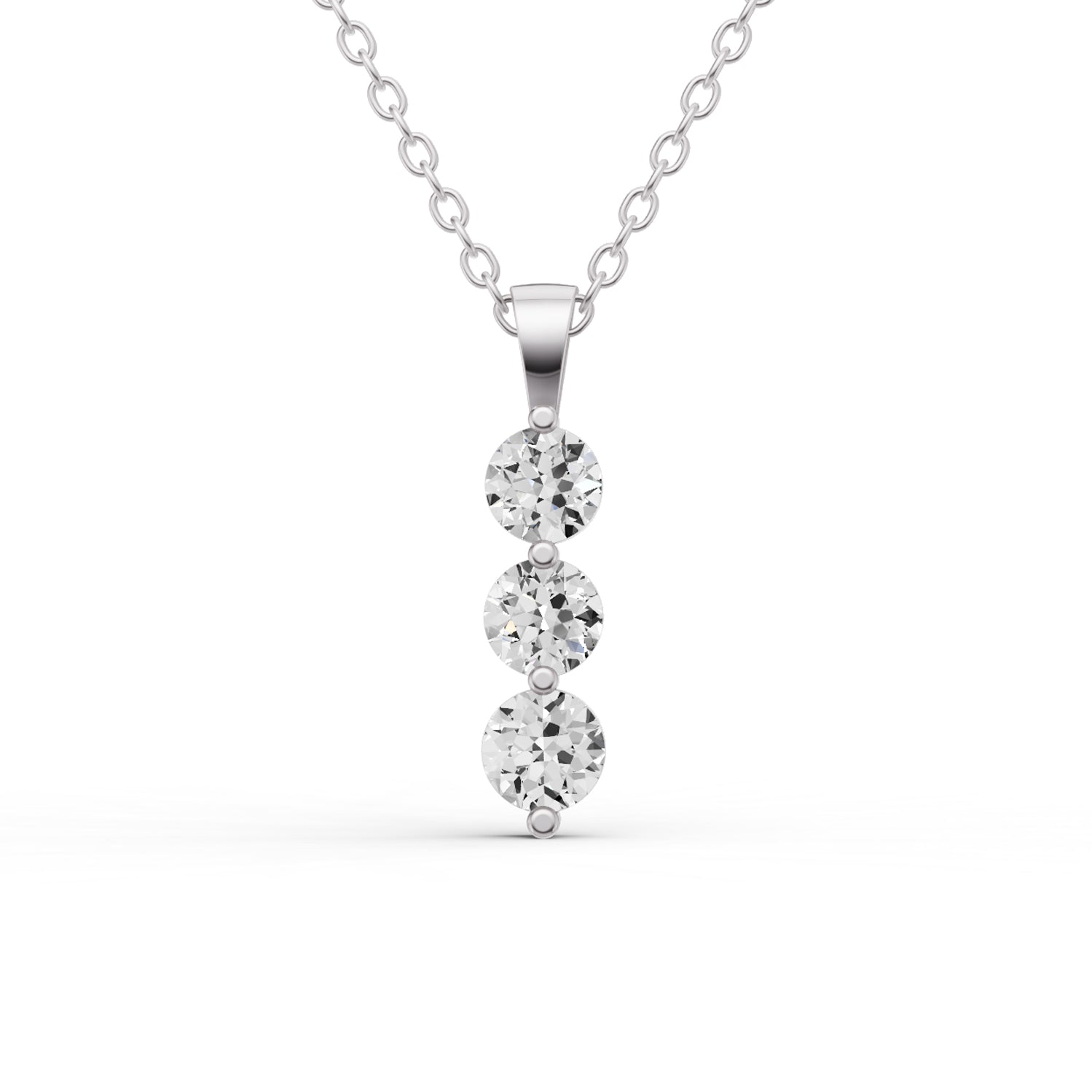 Round Lab Grown Diamond Three Stone Snow Pendant
