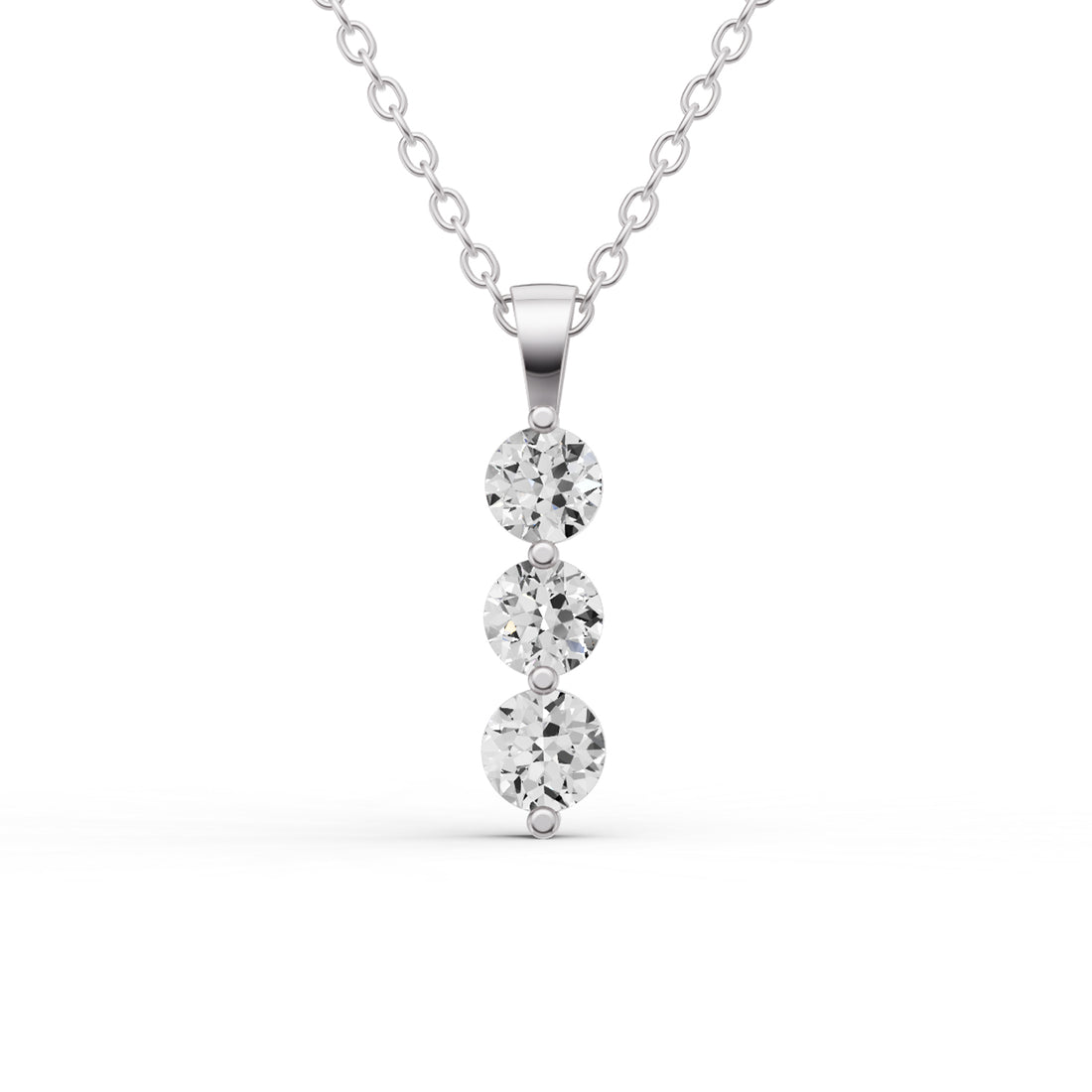 Round Lab Grown Diamond Three Stone Snow Pendant