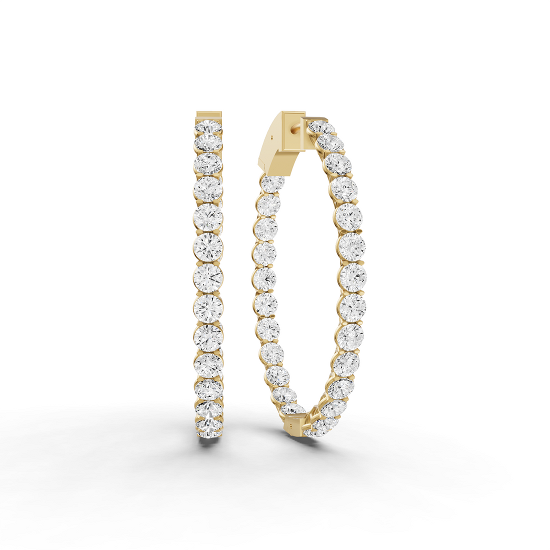 Lucida Setting Oval Shape Diamond Hoop Earrings