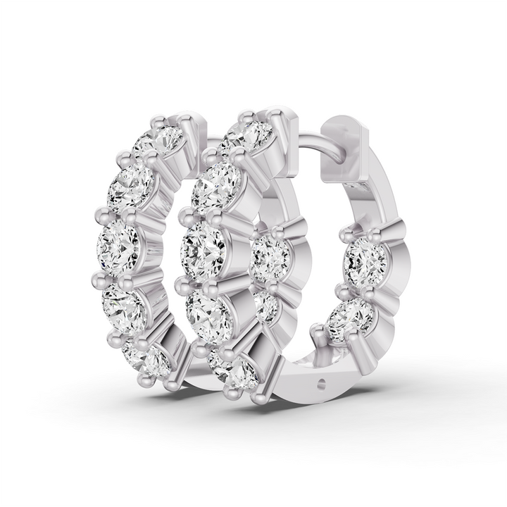 TW Lab Grown Diamond In and Out Huggie Hoop Earrings