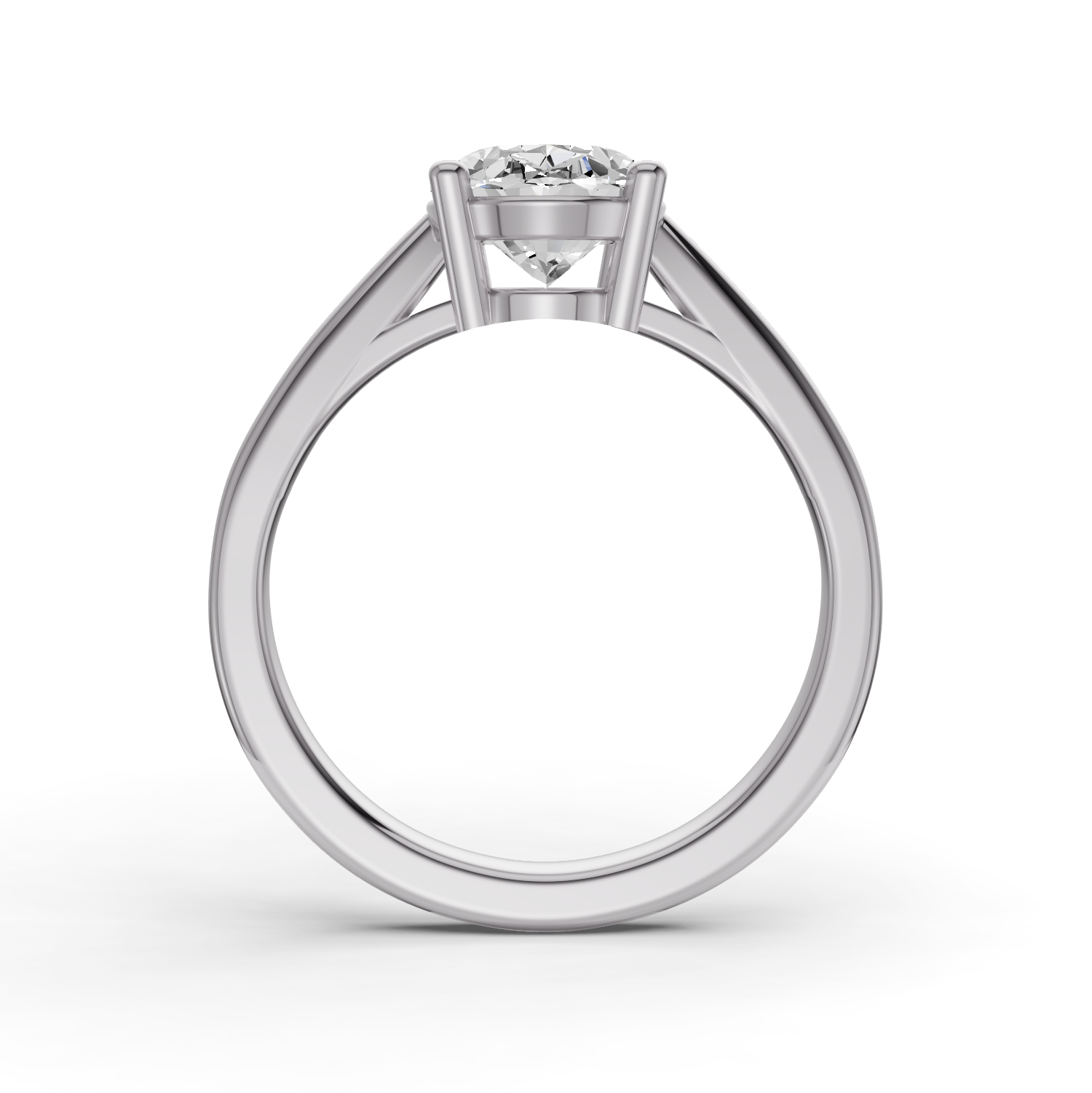 Oval Cut Lab Grown Diamond Basket Split Shank Solitaire Ring - 14K White Gold