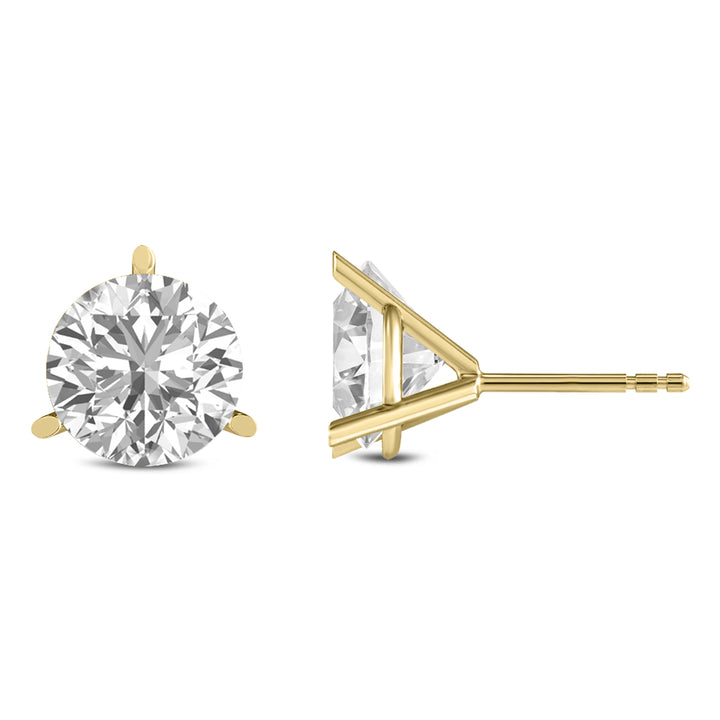 Martini-Set Round Lab Grown Diamond Solitaire Stud Earrings with Pushback