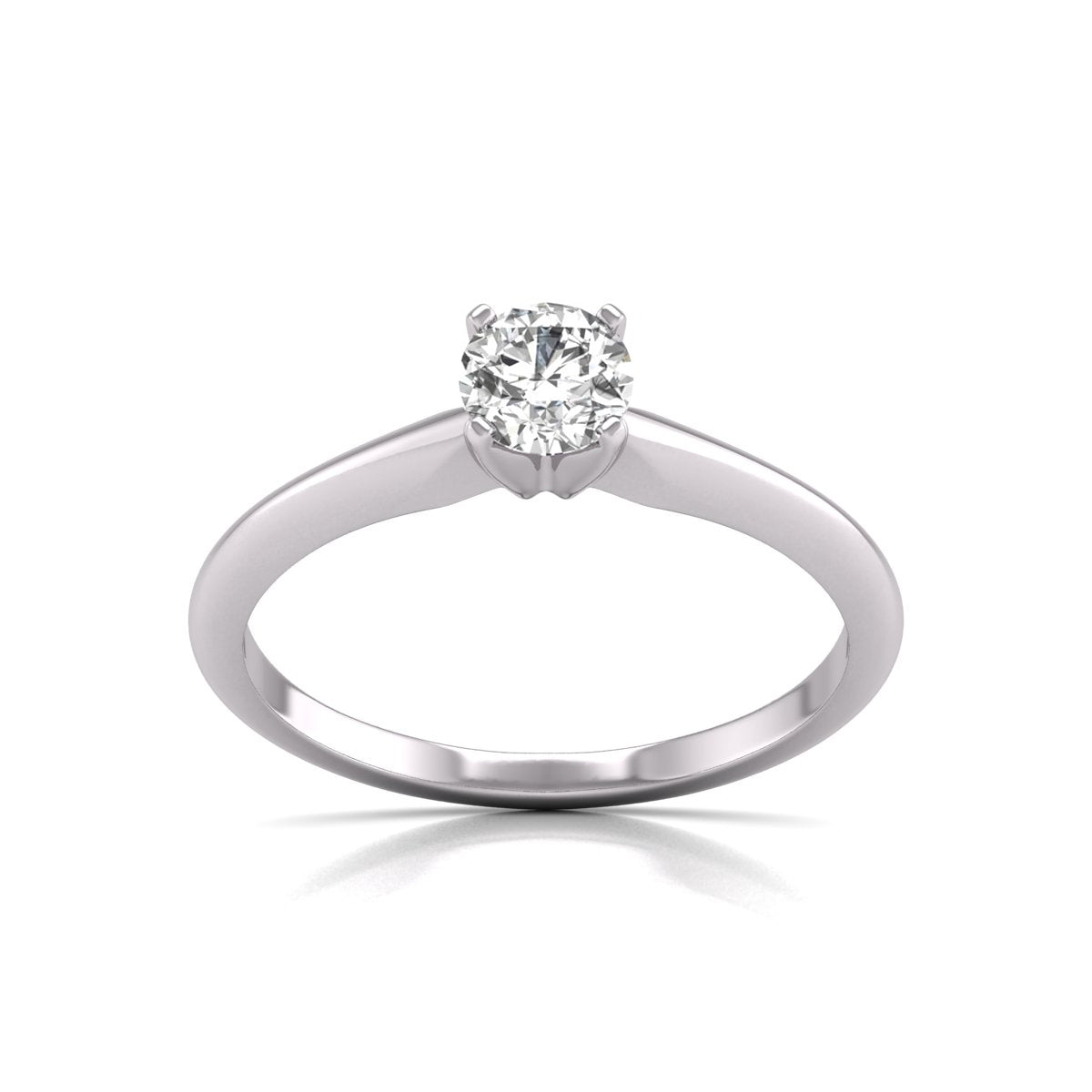 0.10 Carat Round Lab Grown Diamond Solitaire Ring with 4 Prong Settings - 14K White Gold
