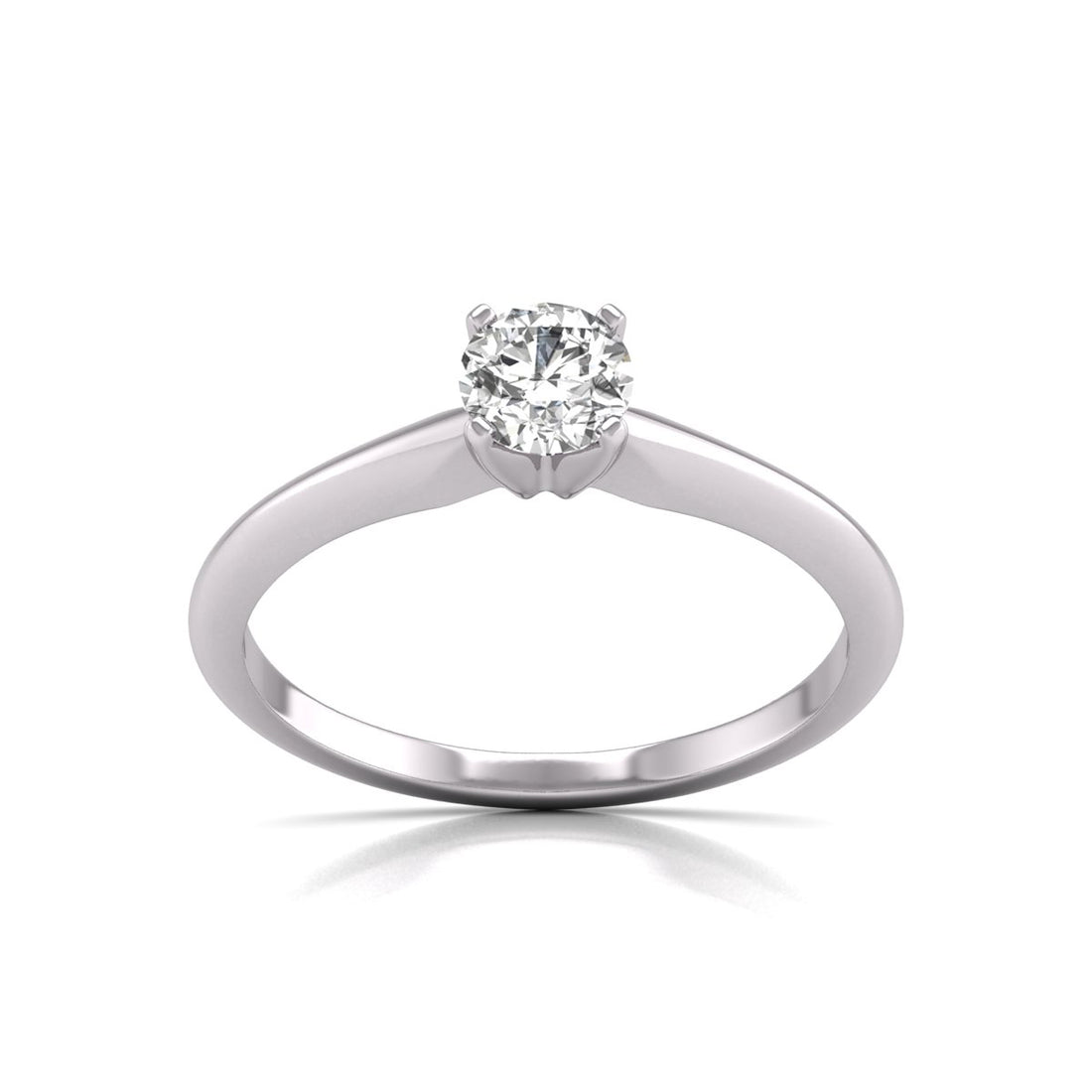 0.10 Carat Round Lab Grown Diamond Solitaire Ring with 4 Prong Settings - 14K White Gold