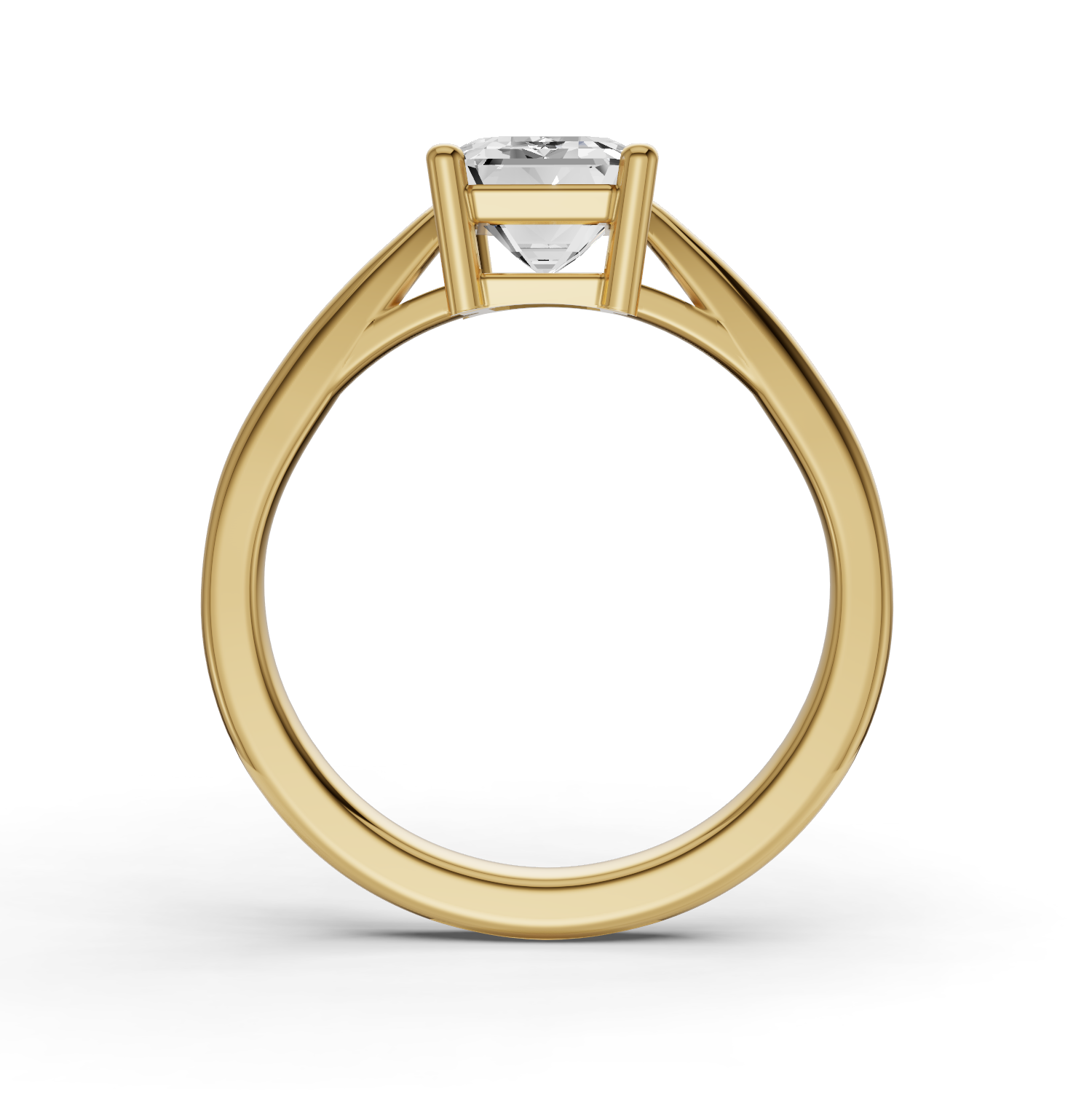 Emerald Cut Lab Grown Diamond Basket Split Shank Solitaire Ring - 14K Yellow Gold