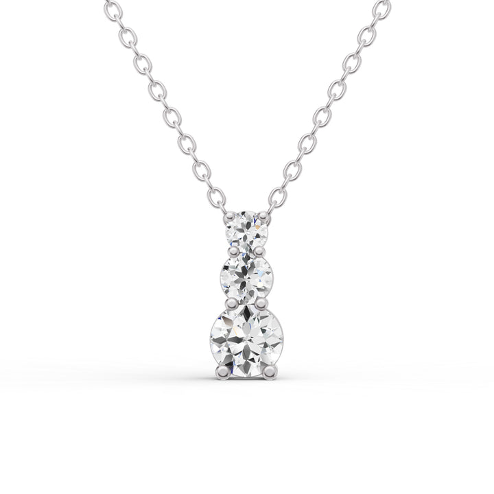 Round Lab Grown Diamond Three Stone Snow Hidden Bail Pendant