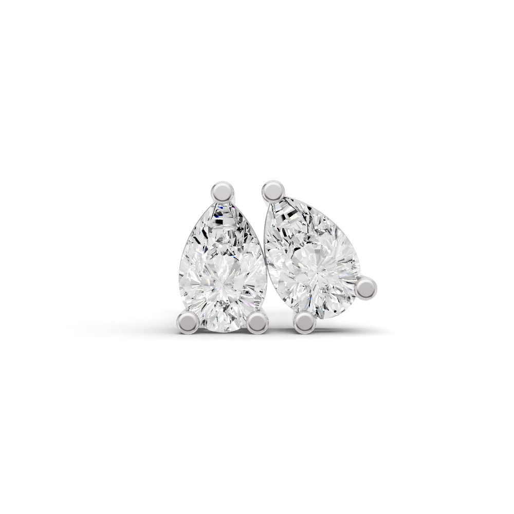 Lab Grown Pear Shape Diamond Solitaire Earrings with Prong Setting