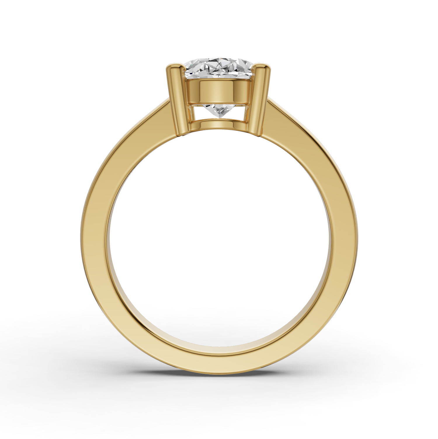Oval Cut Lab Grown Diamond Basket Regular Shank Solitaire Ring - 14K Yellow Gold
