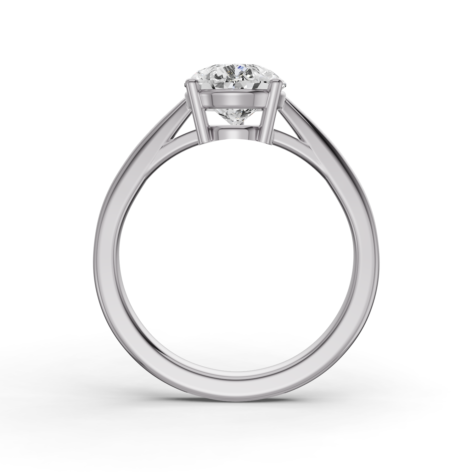 Pear Cut Lab Grown Diamond Basket Split Shank Solitaire Ring - 14K White Gold