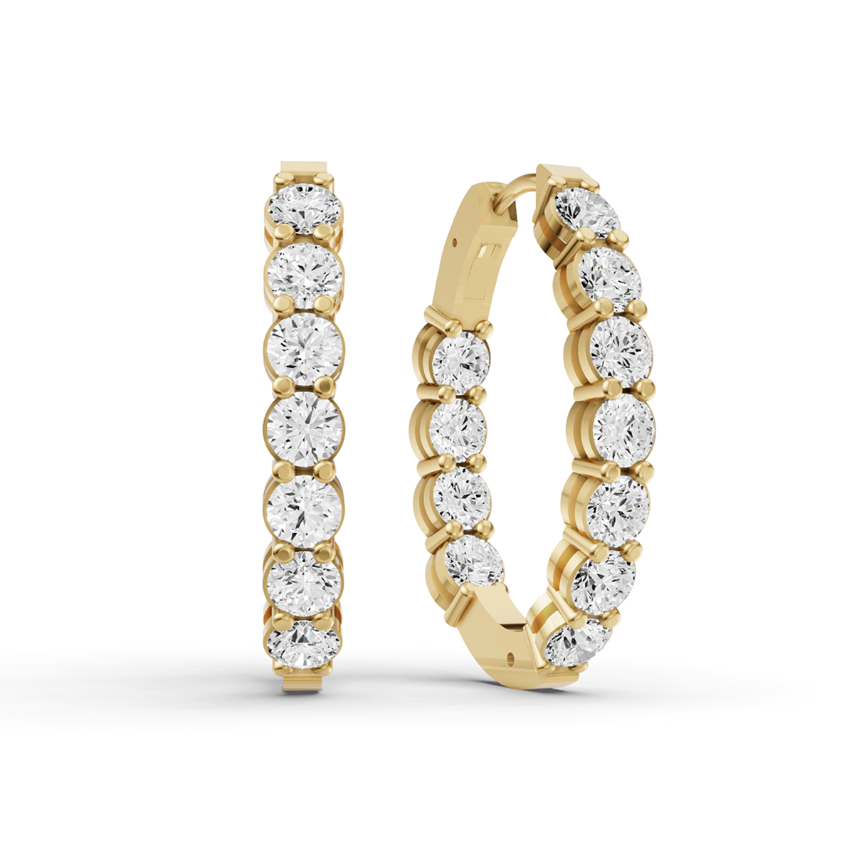 TW  Lab Grown Diamond Oval Shape In & Out Hoop Earrings