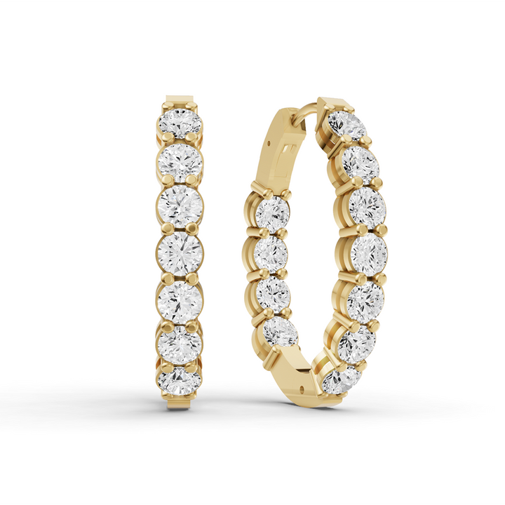 TW  Lab Grown Diamond Oval Shape In & Out Hoop Earrings