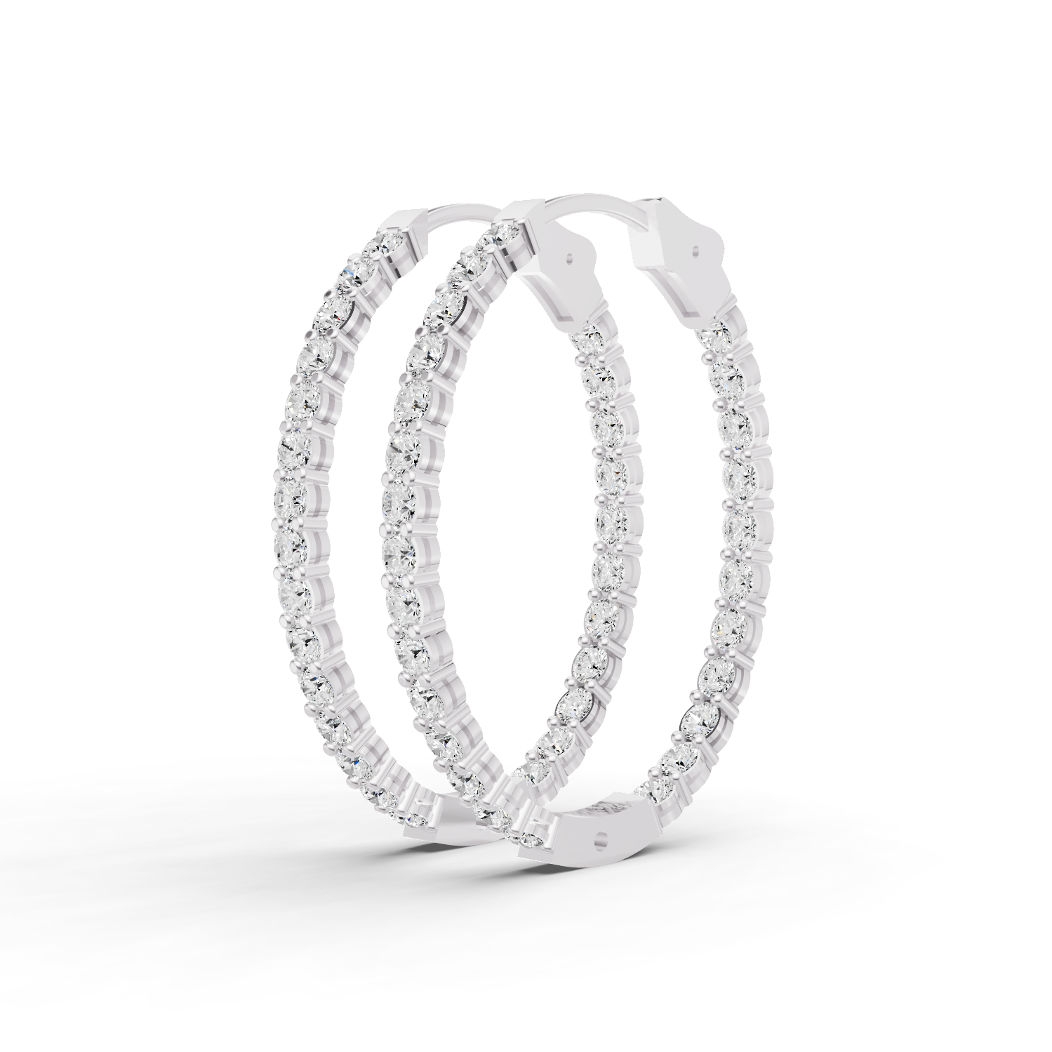 Lab Grown Diamond Oval Shape In & Out Hoop Earrings