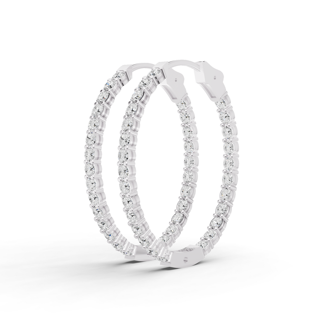 Lab Grown Diamond Oval Shape In & Out Hoop Earrings