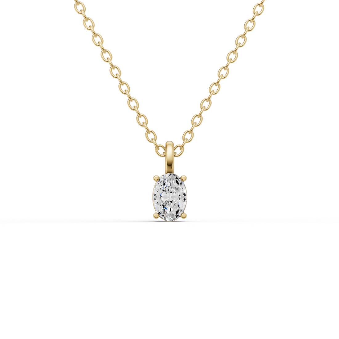 Lab Grown Oval Cut Diamond Solitaire Pendant with Bail