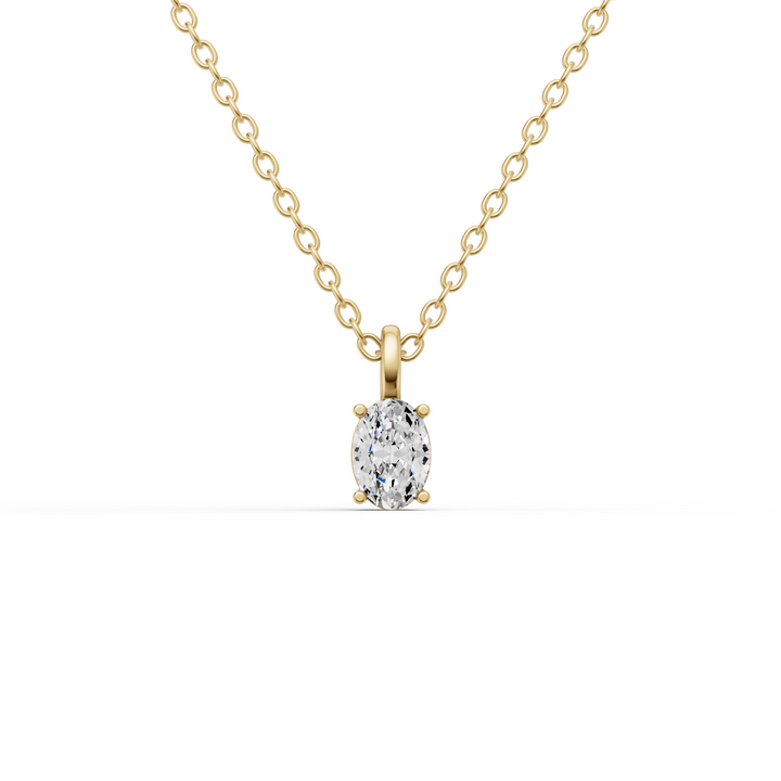 Lab Grown Oval Cut Diamond Solitaire Pendant with Bail