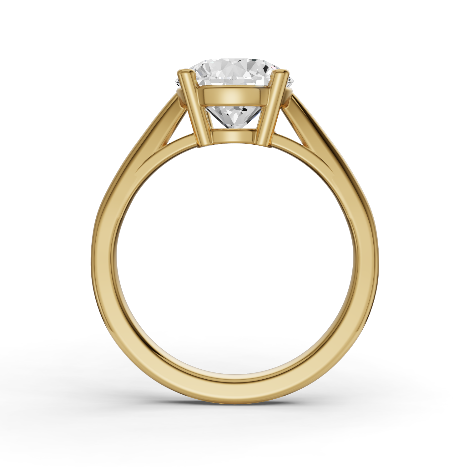 Round Cut Lab Grown Diamond Basket Split Shank Solitaire Ring - 14K Yellow Gold