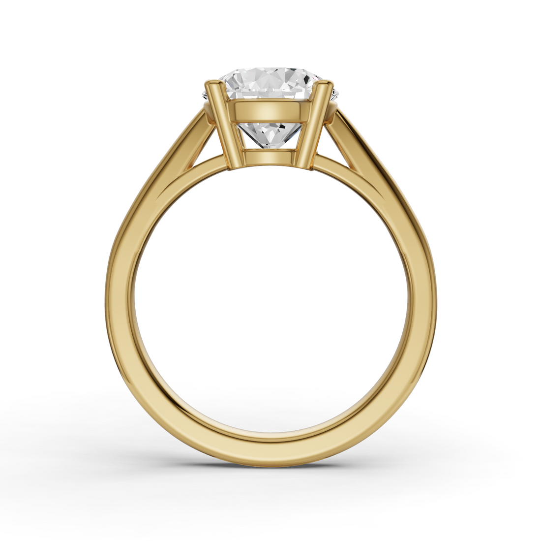 Round Cut Lab Grown Diamond Basket Split Shank Solitaire Ring - 14K Yellow Gold