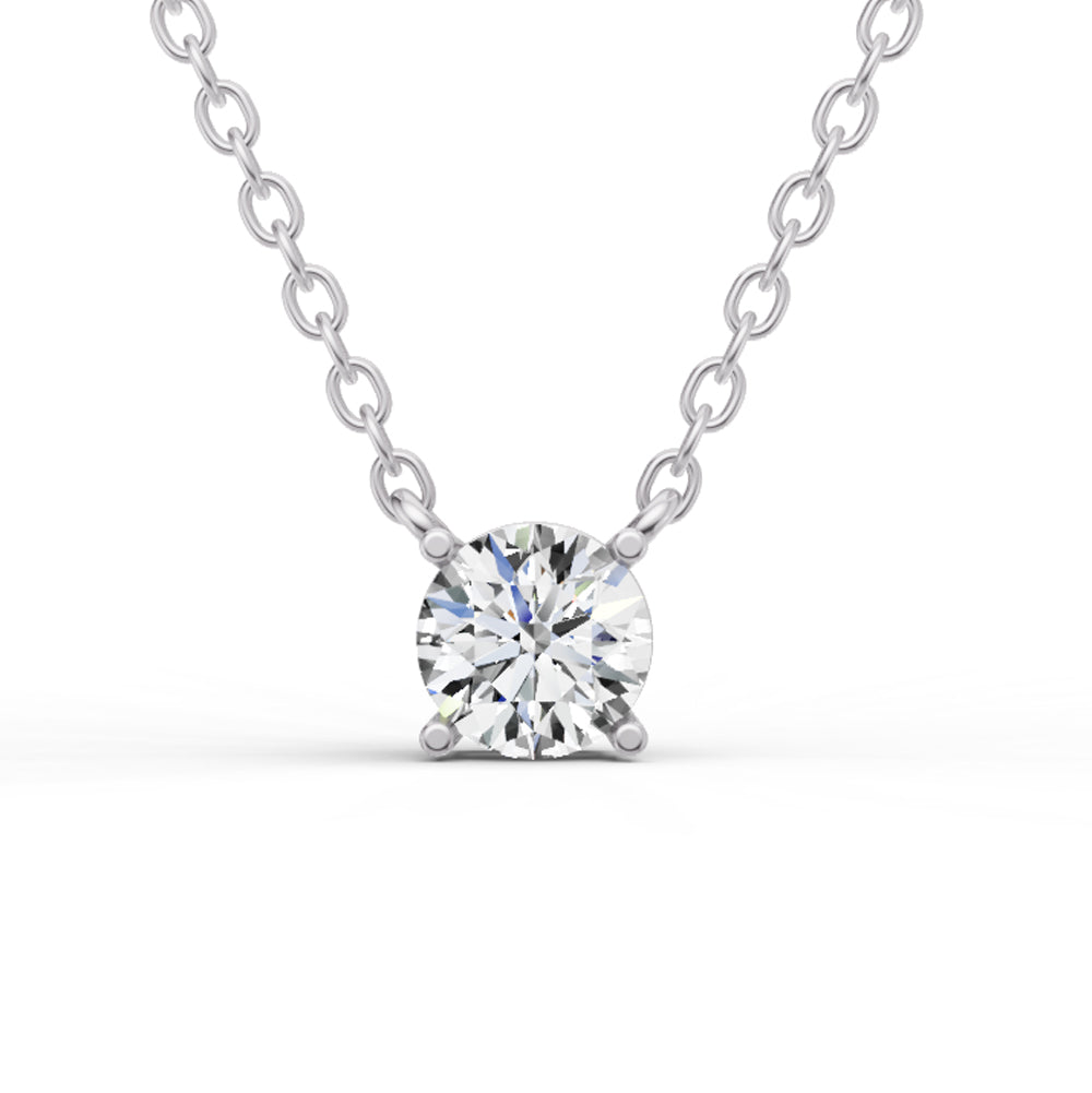 Lab Grown Floating Round Shape Diamond Solitaire Pendant