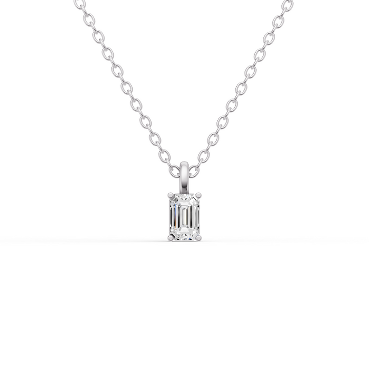 Lab Grown Emerald Cut Diamond Solitaire Pendant with Bail
