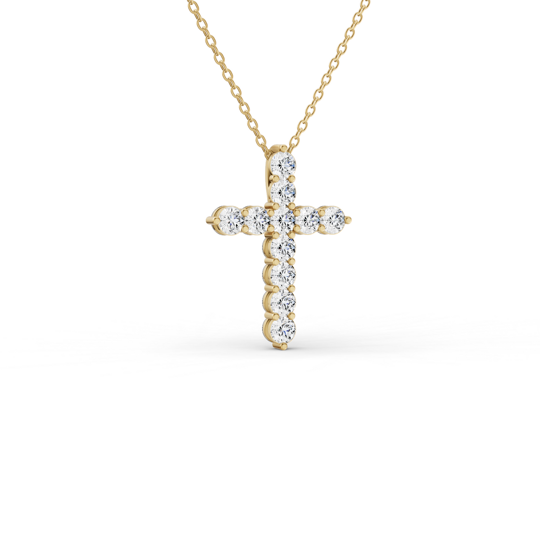 Round Lab Grown Diamond 11 Stone Cross Pendant