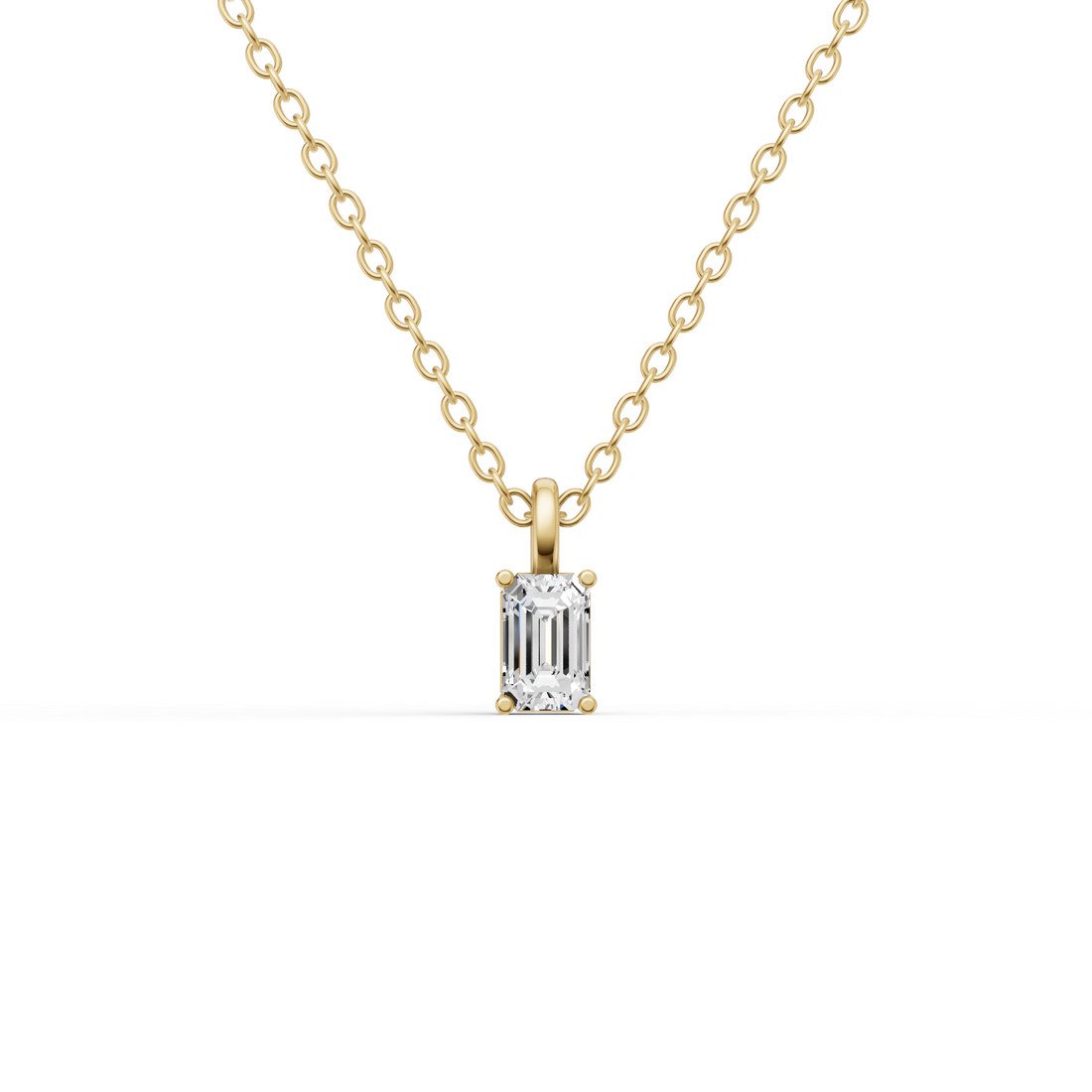 Lab Grown Emerald Cut Diamond Solitaire Pendant with Bail
