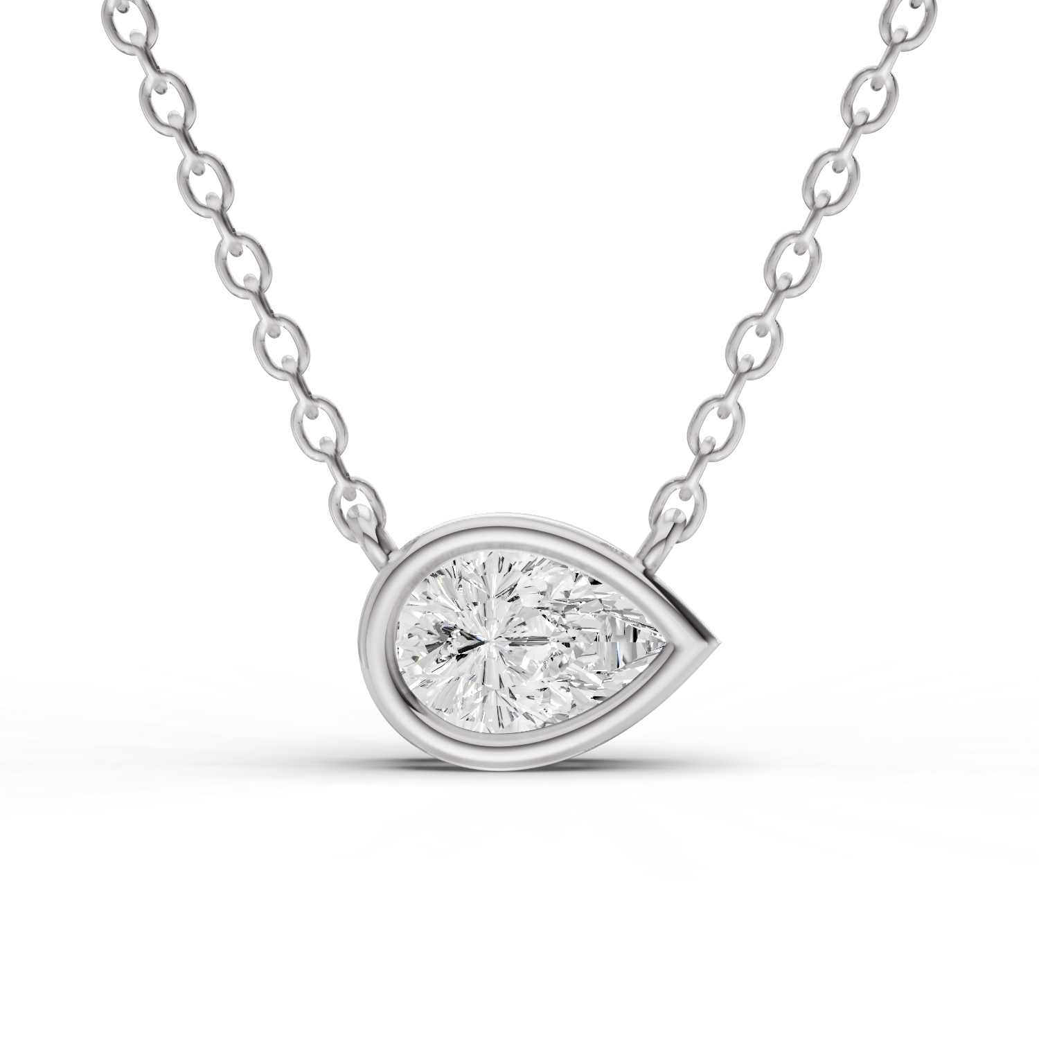 Lab Grown Pear Shape Diamond Solitaire Pendant with Bezel Setting