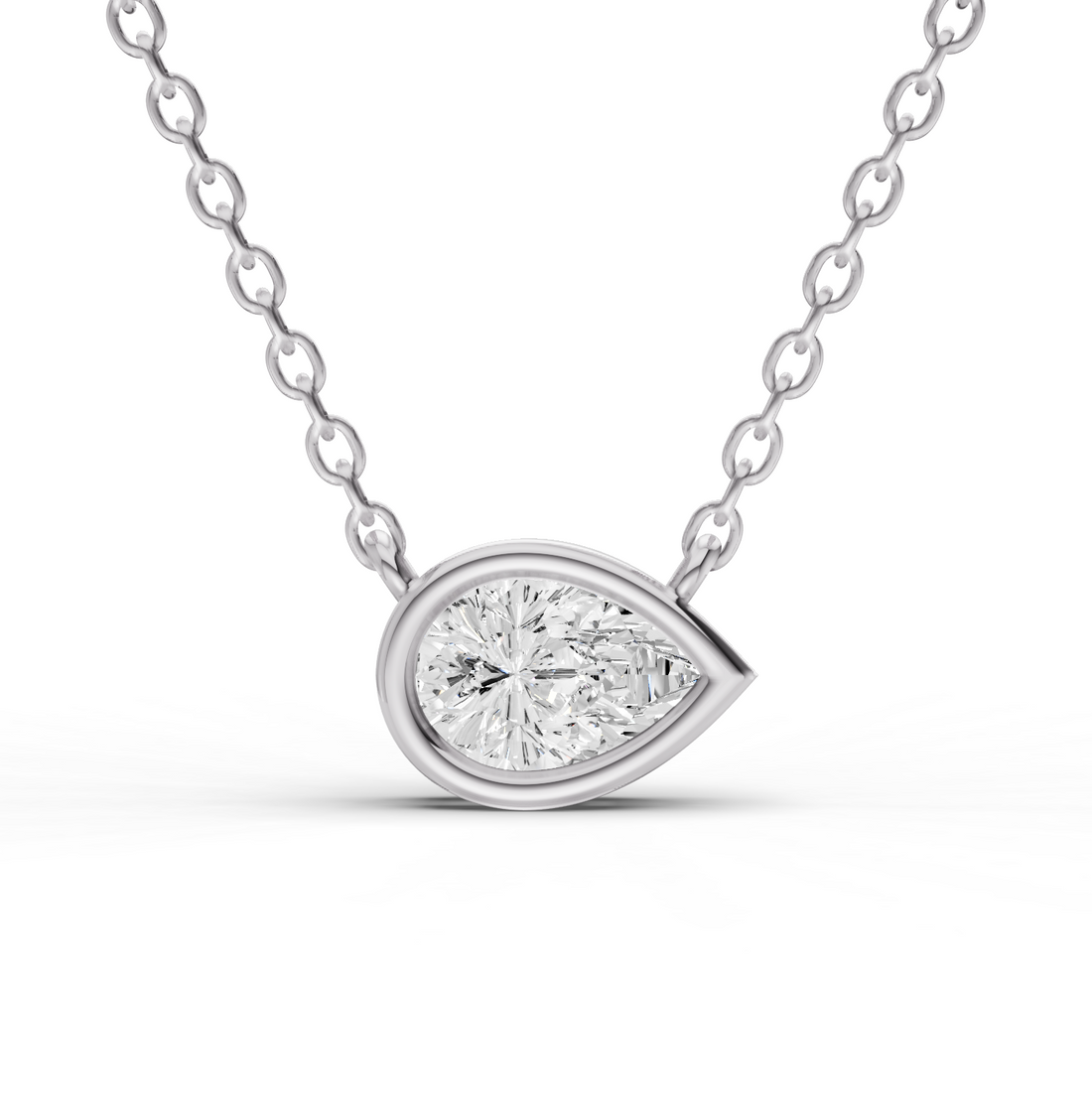 Lab Grown Pear Shape Diamond Solitaire Pendant with Bezel Setting