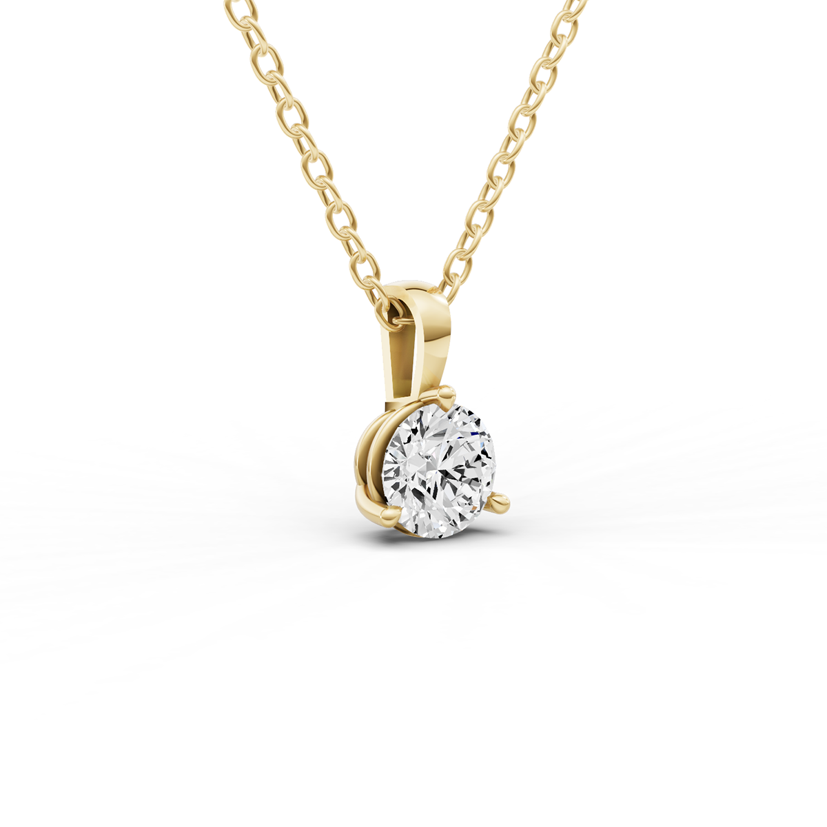 3 Prong Martini Lab Grown Diamond Solitaire Pendant