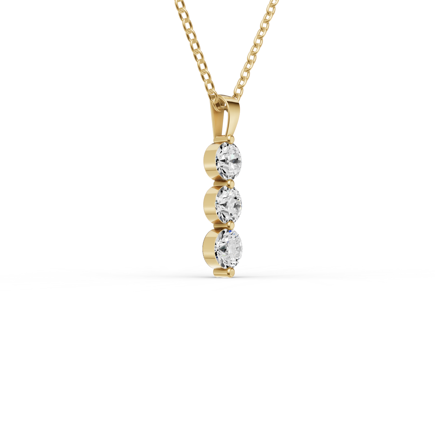 Round Lab Grown Diamond Three Stone Snow Pendant