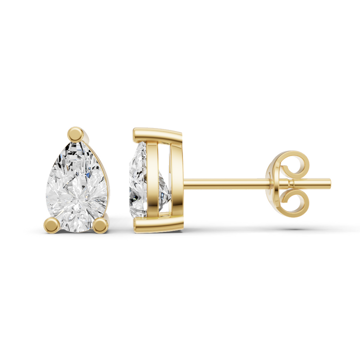Lab Grown Pear Shape Diamond Solitaire Earrings with Prong Setting