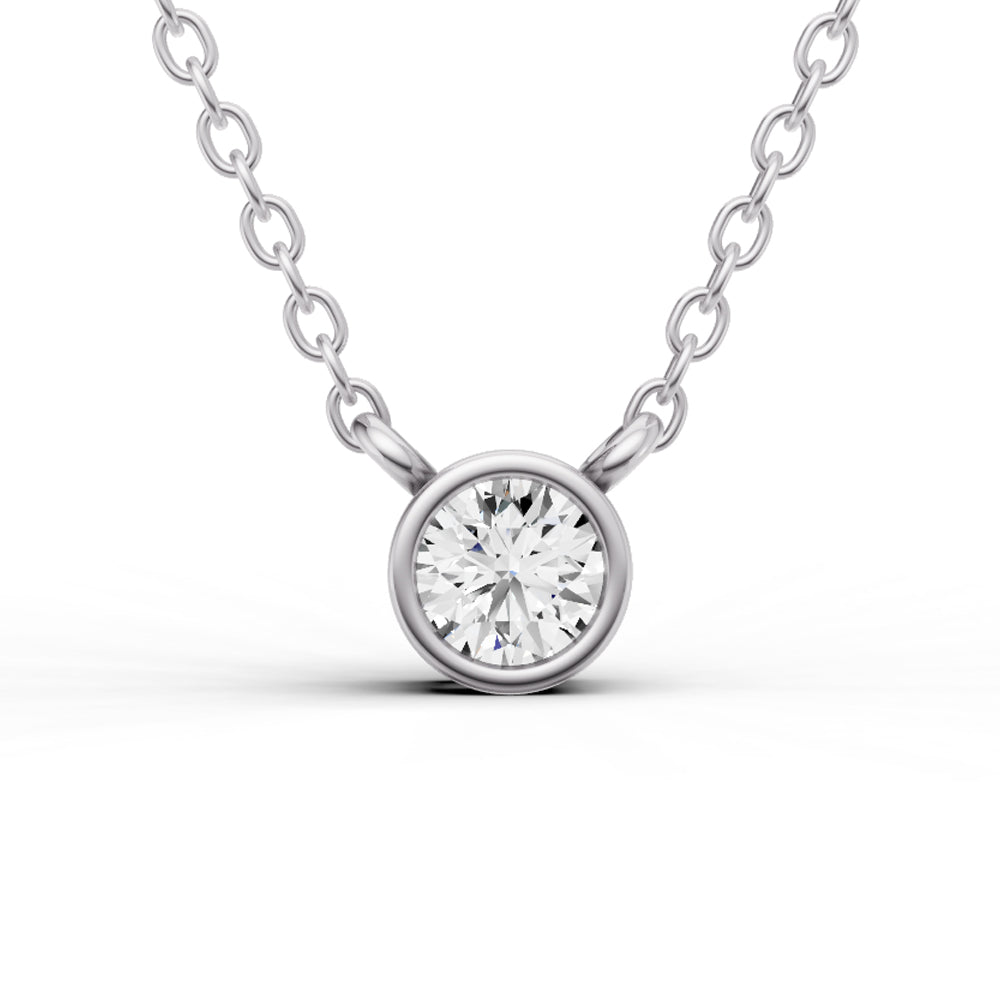 Lab Grown Round Shape Diamond Solitaire Pendant with Bezel Setting