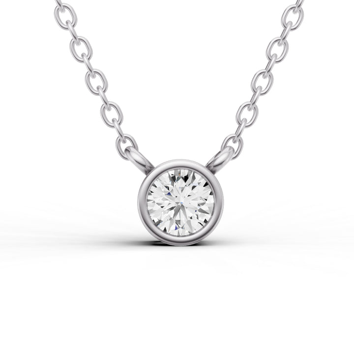 Lab Grown Round Shape Diamond Solitaire Pendant with Bezel Setting