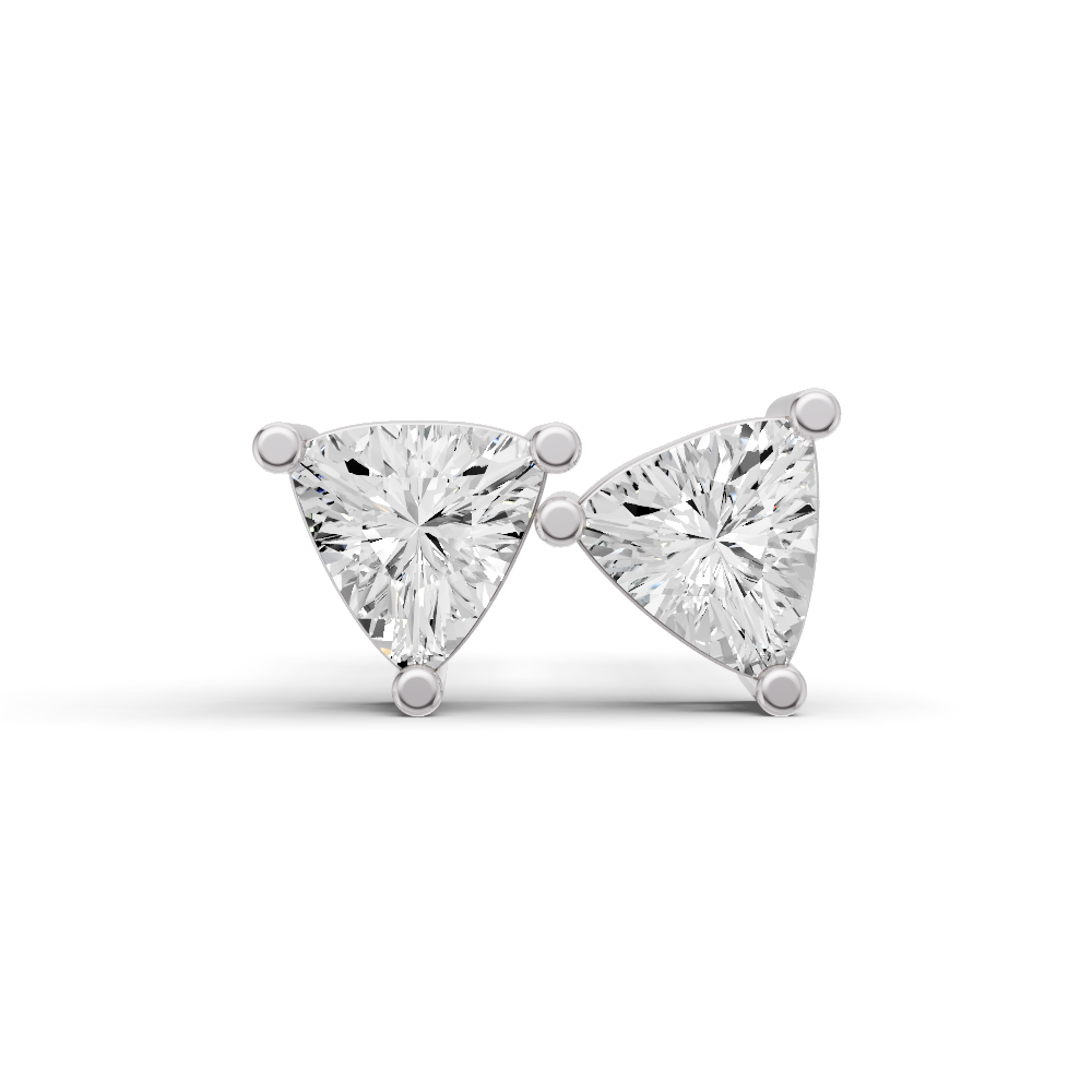 Lab Grown Trillion Shape Diamond Solitaire Earrings with Prong Setting