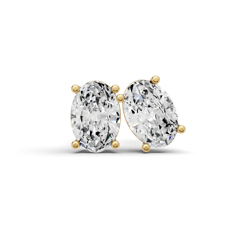 Lab Grown Oval Shape Diamond Solitaire Earrings with Prong Setting