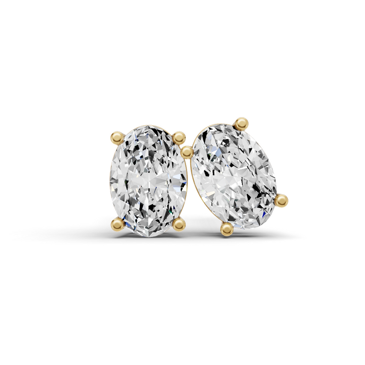 Lab Grown Oval Shape Diamond Solitaire Earrings with Prong Setting