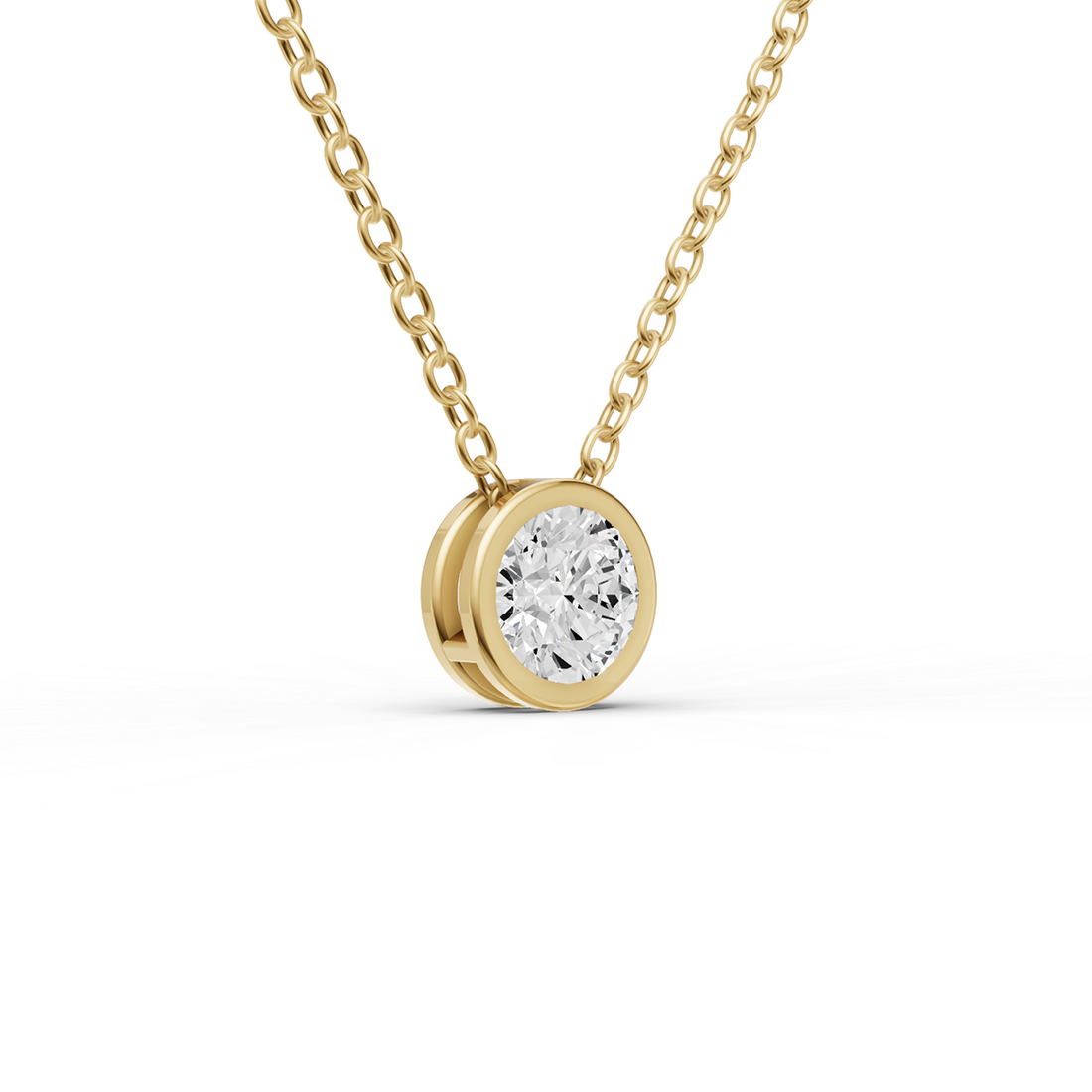 Lab Grown Round Diamond Bezel PassThru Setting Pendant