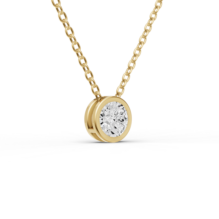 Lab Grown Round Diamond Bezel PassThru Setting Pendant