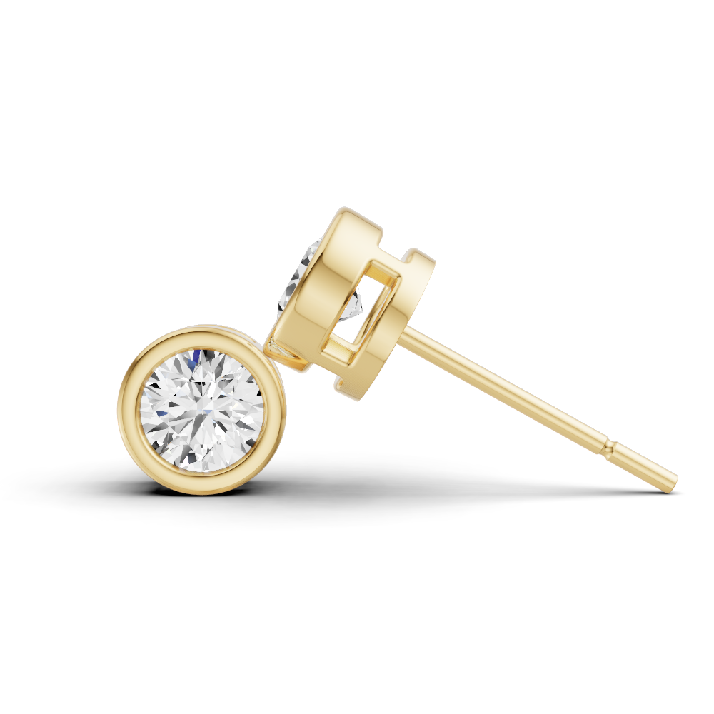 Lab Grown Round Cut Diamond Solitaire Earrings with Bezel Setting