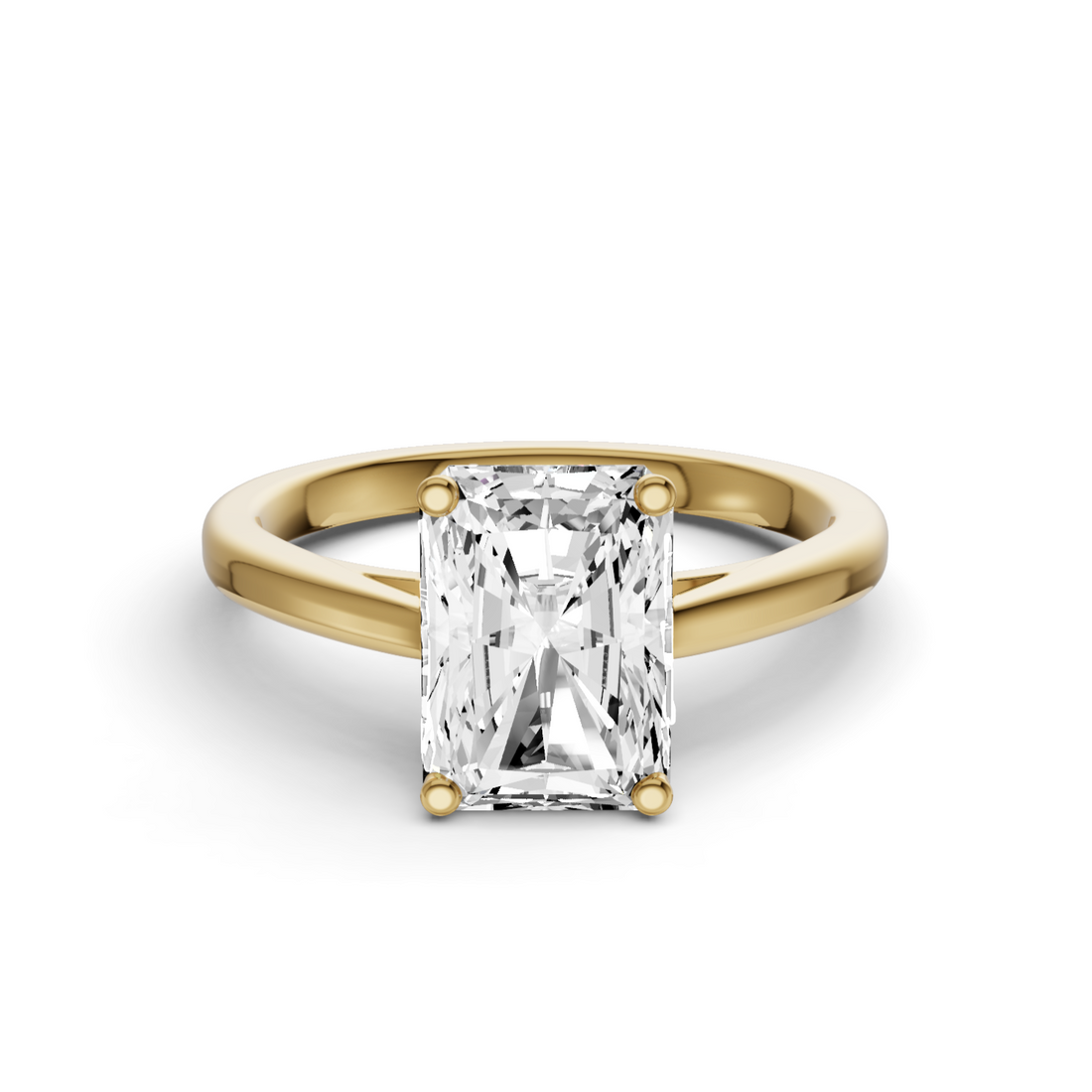 Radiant Cut Lab Grown Diamond Basket Split Shank Solitaire Ring - 14K Yellow Gold