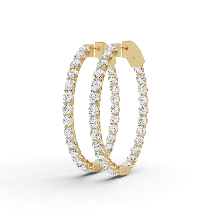 Lucida Setting Oval Shape Diamond Hoop Earrings