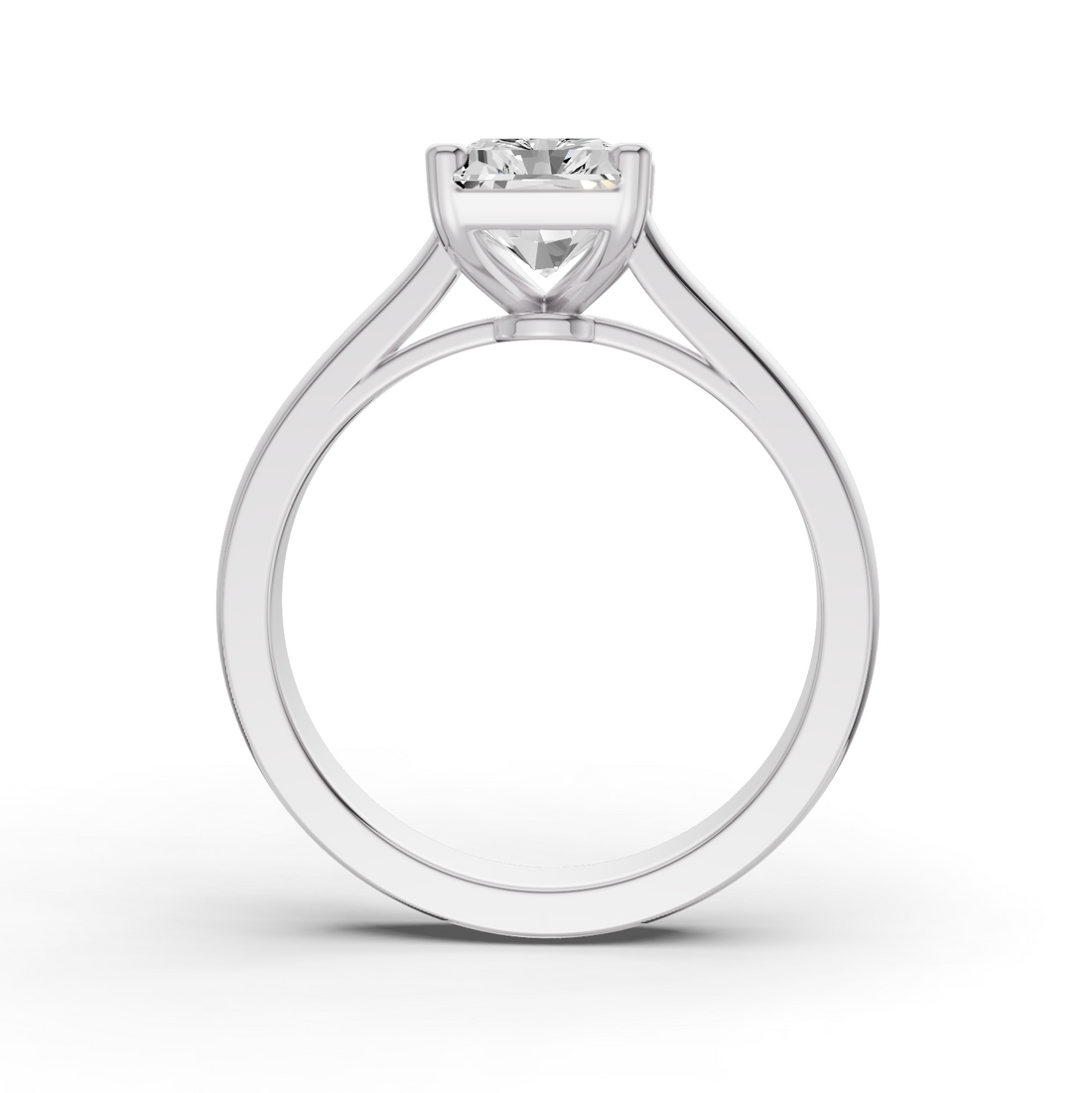 Radiant Cut Lab Grown Diamond Cathedral Solitaire Ring - 14K White Gold