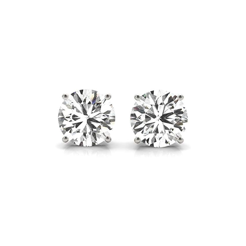 14K white gold earrings, round diamond studs, lab-grown diamonds, ethical jewelry, diamond earrings F-G-H color, VS2-SI1 clarity, screw-back earrings, solitaire diamond studs, white gold jewelry, classic stud earrings, 14K gold diamond earrings, timeless earrings, ethical diamond studs, diamond gift for her, elegant diamond earrings.