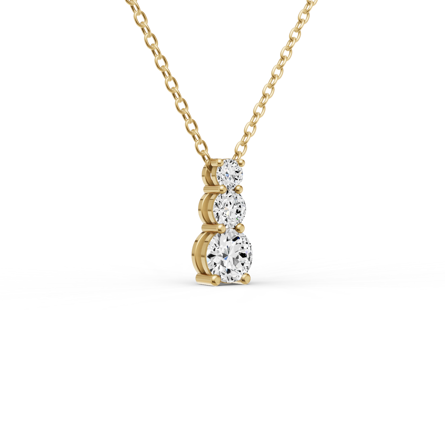 Round Lab Grown Diamond Three Stone Snow Hidden Bail Pendant