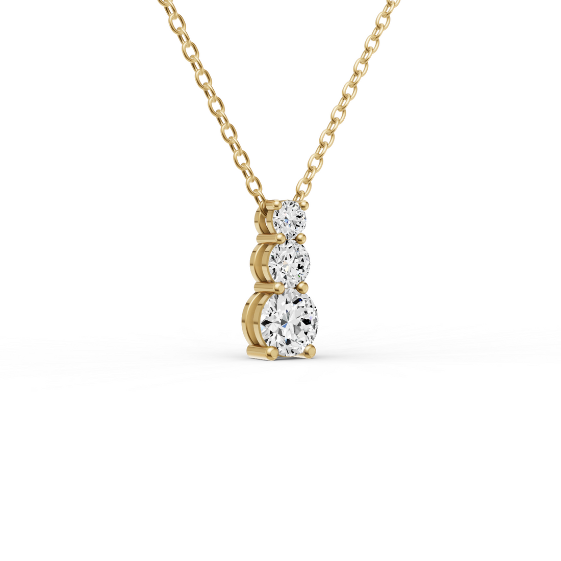 Round Lab Grown Diamond Three Stone Snow Hidden Bail Pendant